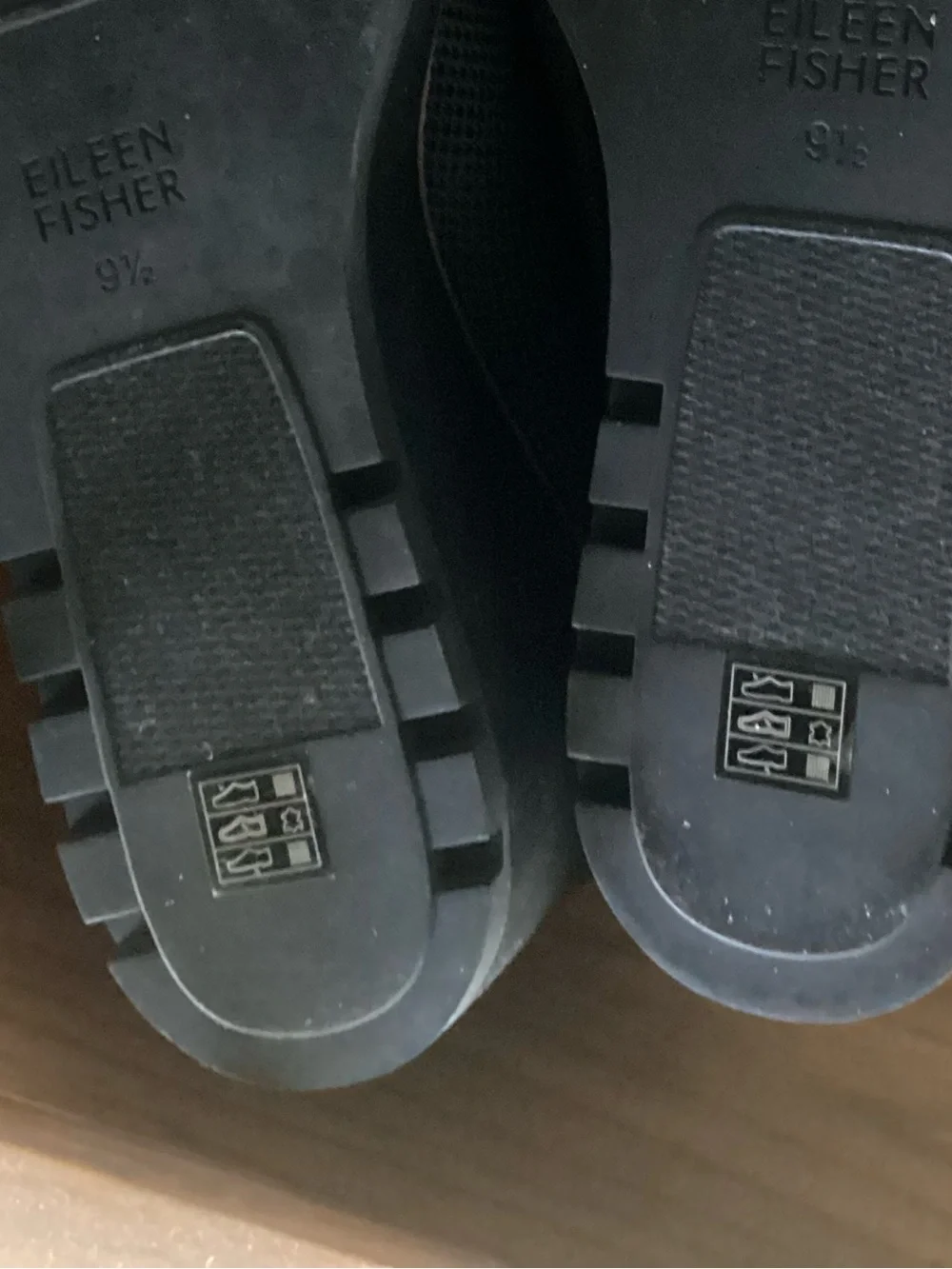 Eileen Fisher 9 1/2 M Charcoal Platform Slip-On Wedges NEW